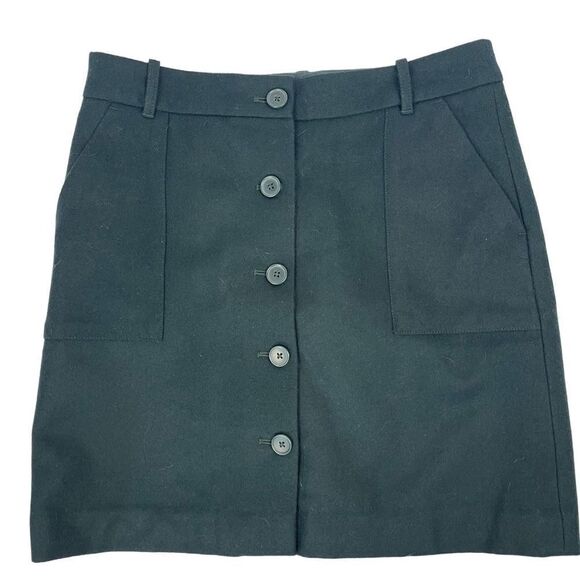 Eddie Bauer Forest green Mercer fit button front wool mini skirt lined sz 4 - Picture 1 of 6